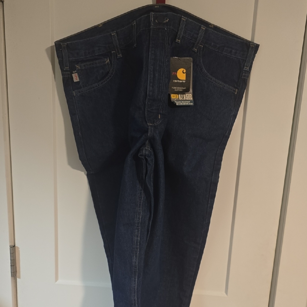 FR - Flame Resistant - Carhartt Men's Dark Blue Relaxed Jeans